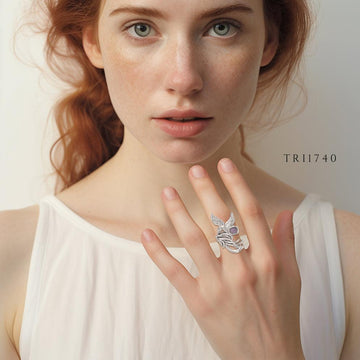 Alighting breakthrough of the Mythical Phoenix ~ Sterling Silver Ring with Gemstone Accents TRI1740 - Jewelry